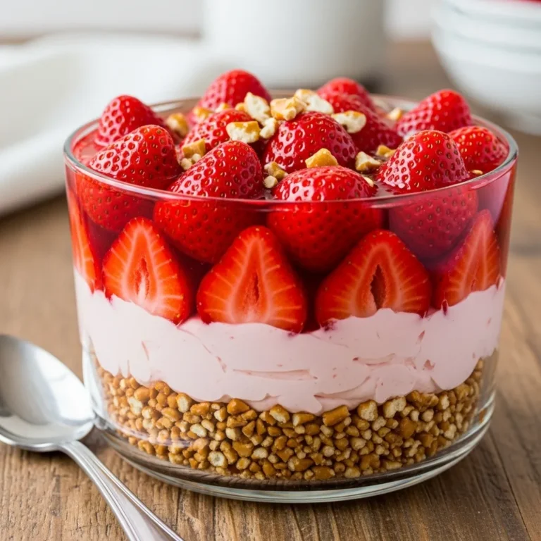 Easy No-Bake Strawberry Pretzel Fluff with Cool Whip | Creamy Dessert Recipe