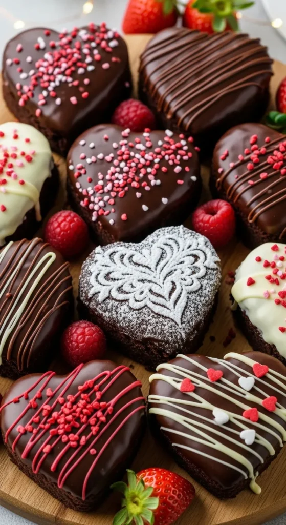 Heart Shaped Chocolate Covered Brownies Perfect For Valentines Day