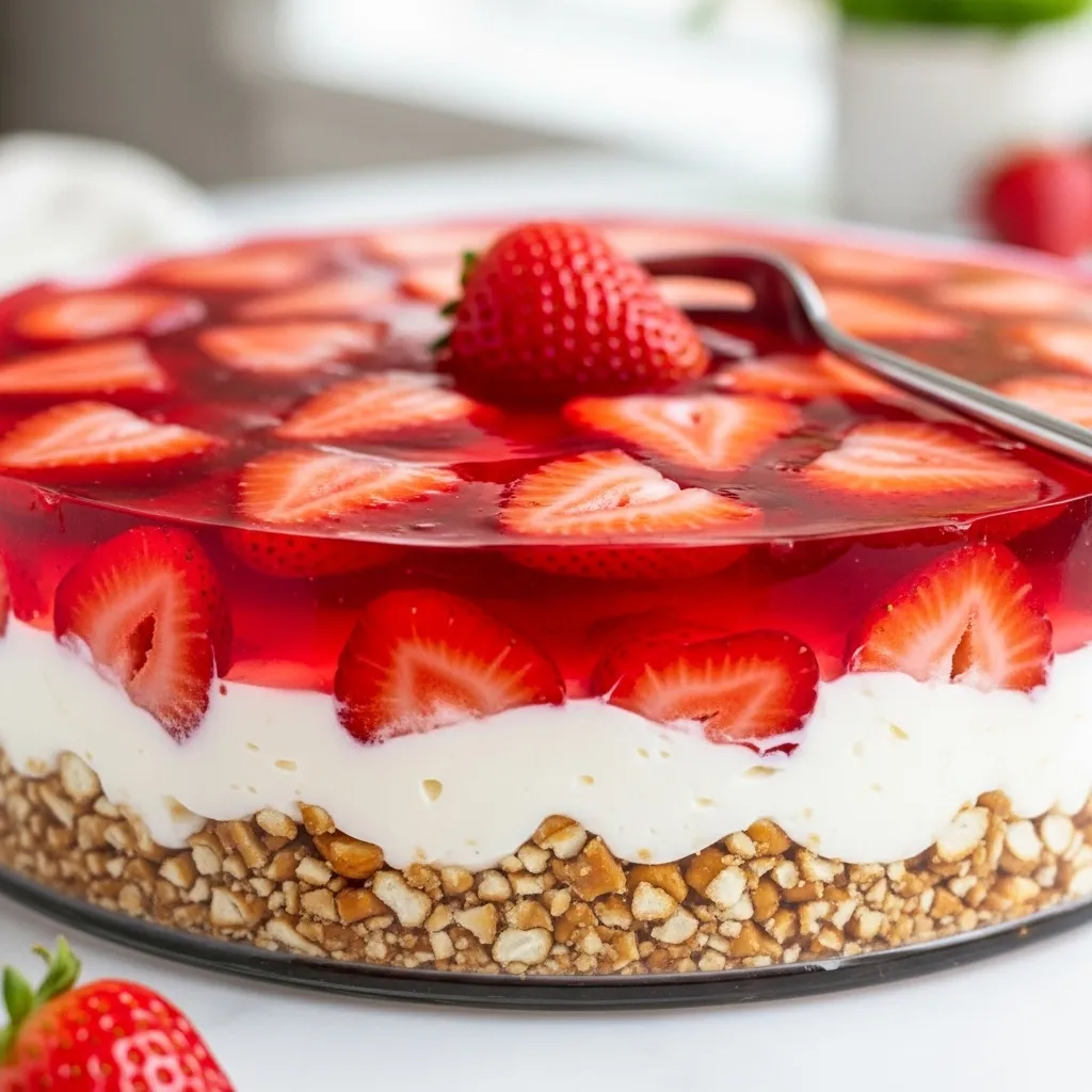 Easy Strawberry Pretzel Jello Salad Recipe | Sweet, Salty & Creamy Treat