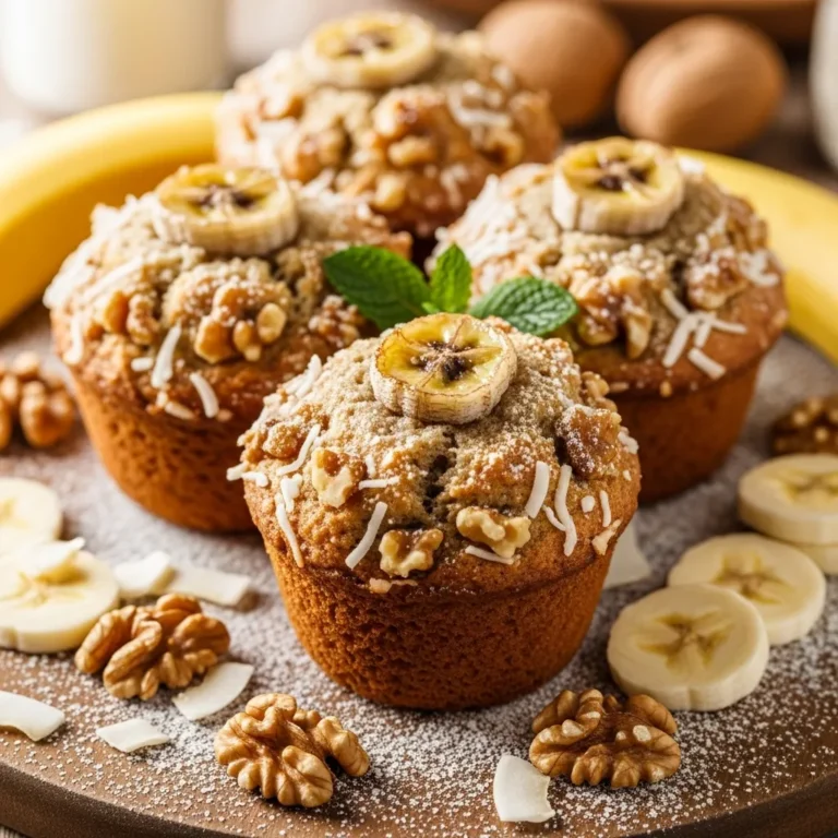 Healthy Banana Coconut Walnut Muffins