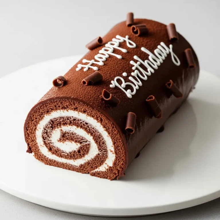 Chocolate Swiss Roll Birthday Cake