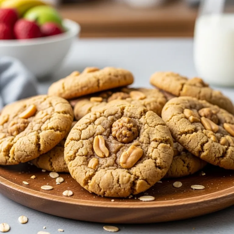 Healthy Peanut Butter Greek Yogurt Cookies With Soft Oatmeal Bites Inside