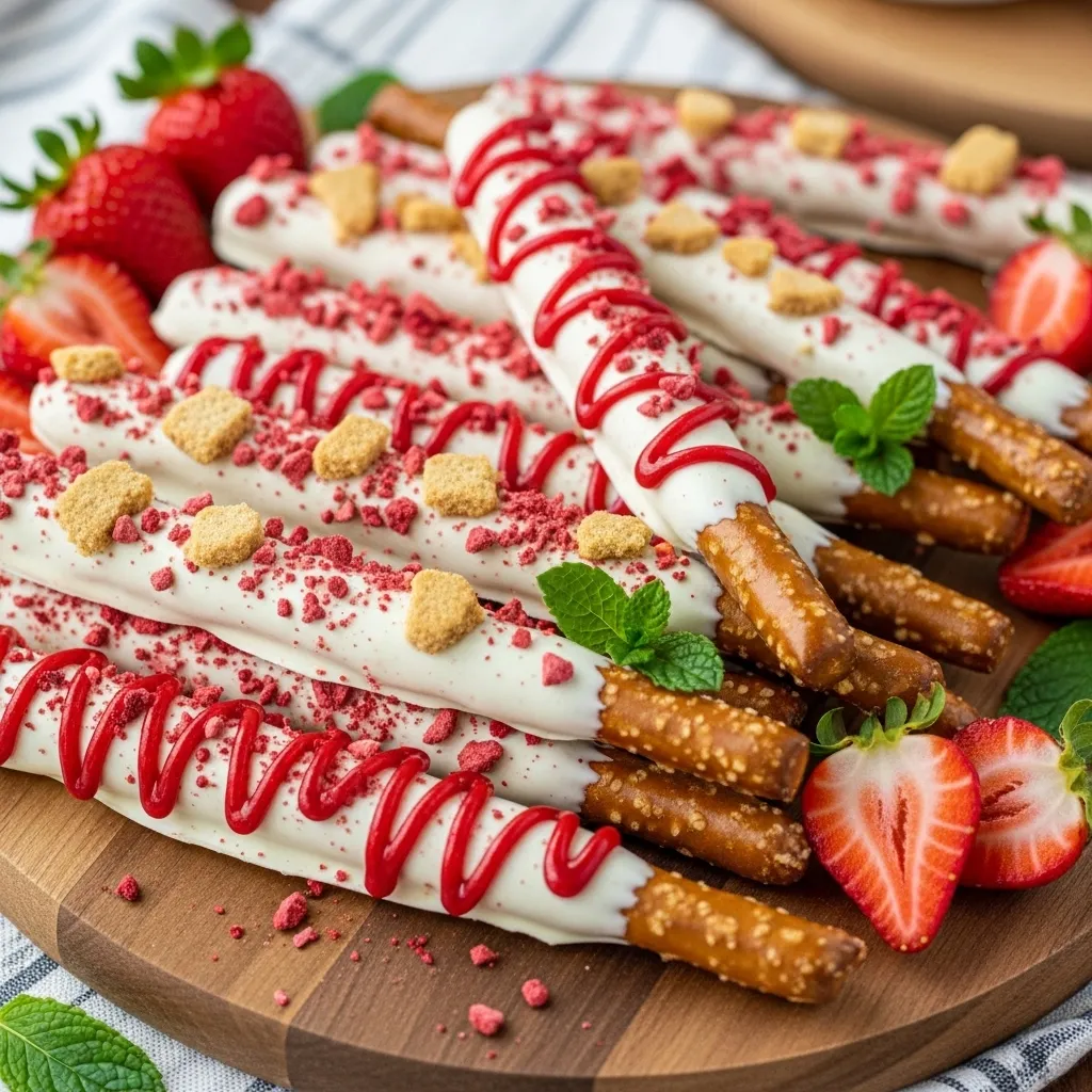 Strawberry Shortcake Pretzel Rods