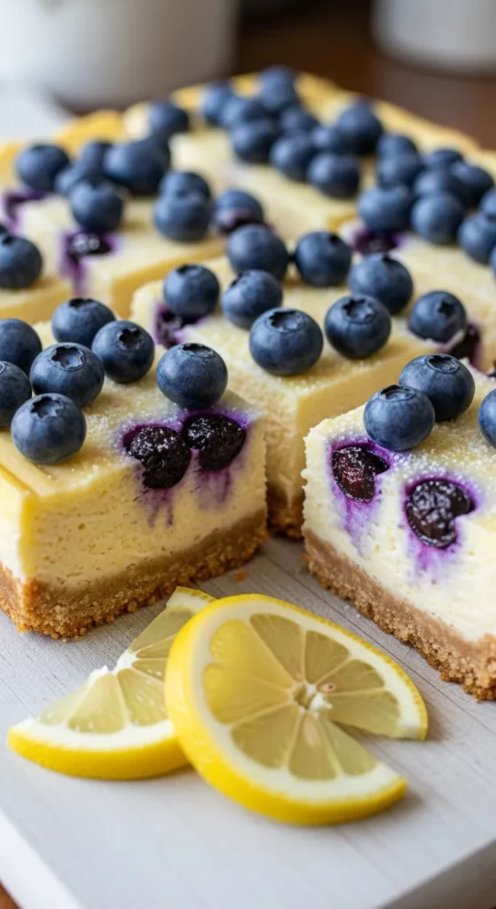Keto Blueberry Lemon Cheesecake Bars