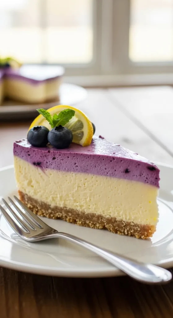 Keto No Bake Lemon Blueberry Cheesecake