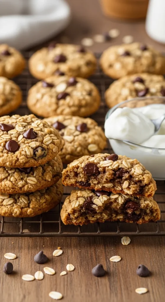 Healthy Greek Yogurt Chocolate Chip Oatmeal Cookies