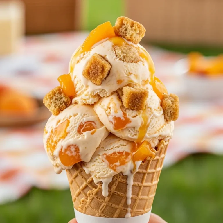 Peach Cobbler Ice Cream Cone