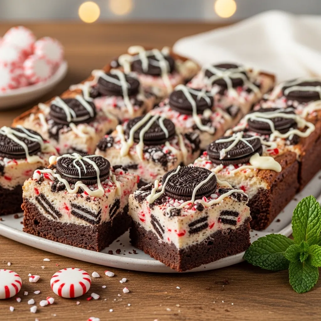 Peppermint Cheesecake Oreo Brownies