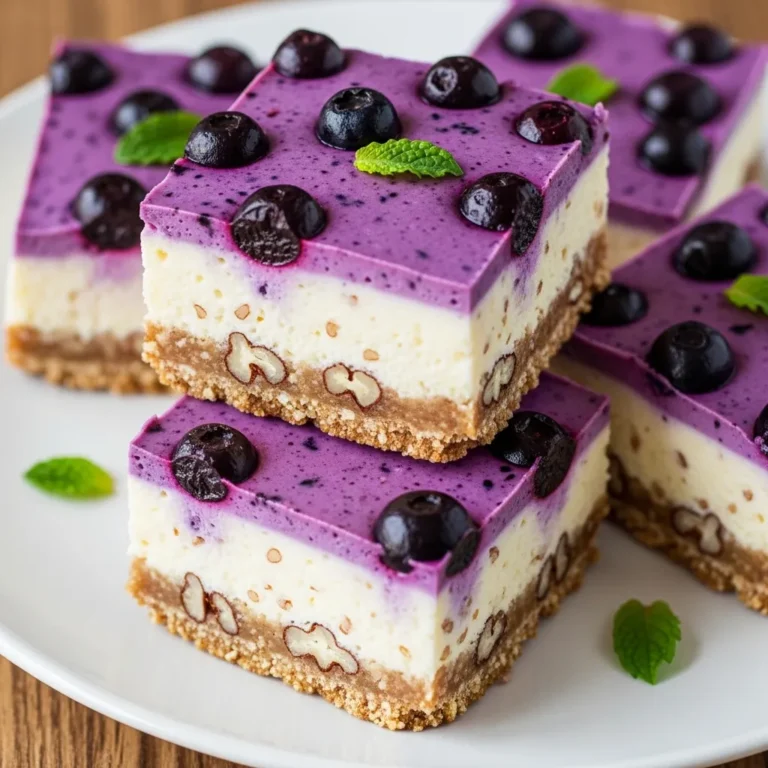 Keto No-Bake Blueberry Cheesecake Bars 