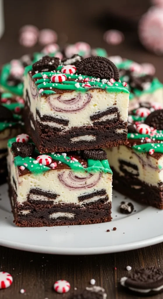 Peppermint Cheesecake Oreo Brownies