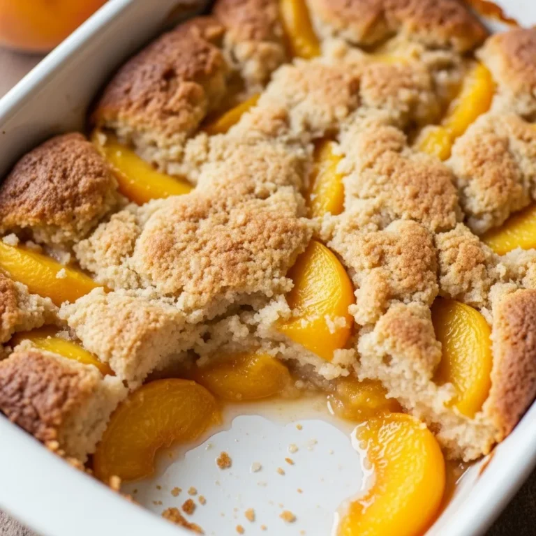 Peach Dump Cake Made With Frozen Peaches