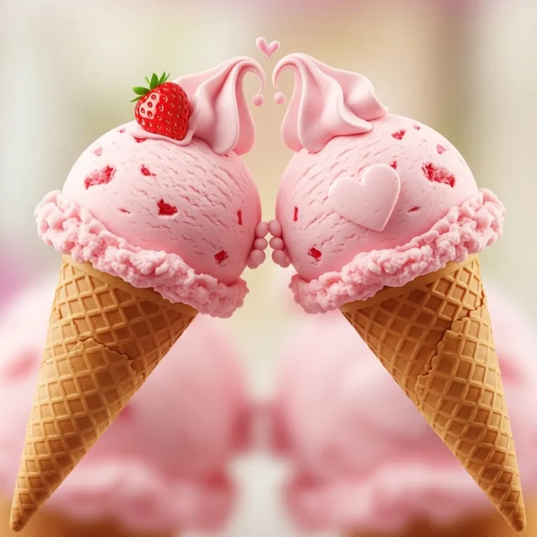 Strawberry Ice Cream Cone Kisses