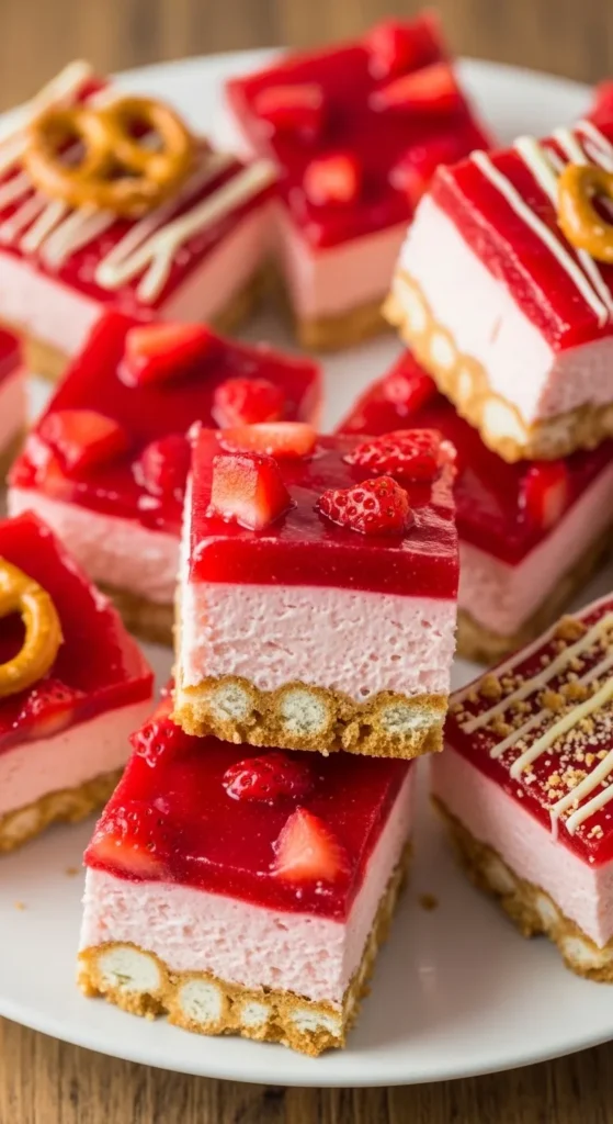 Mini Strawberry Pretzel Bars
