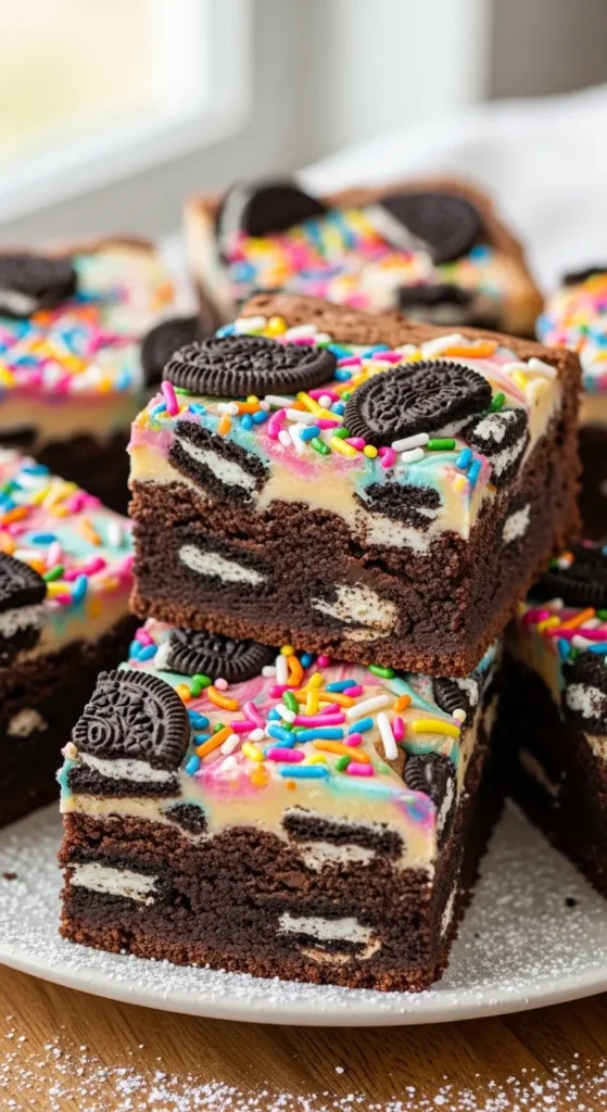 Birthday Cake Oreo Fudge Brownies