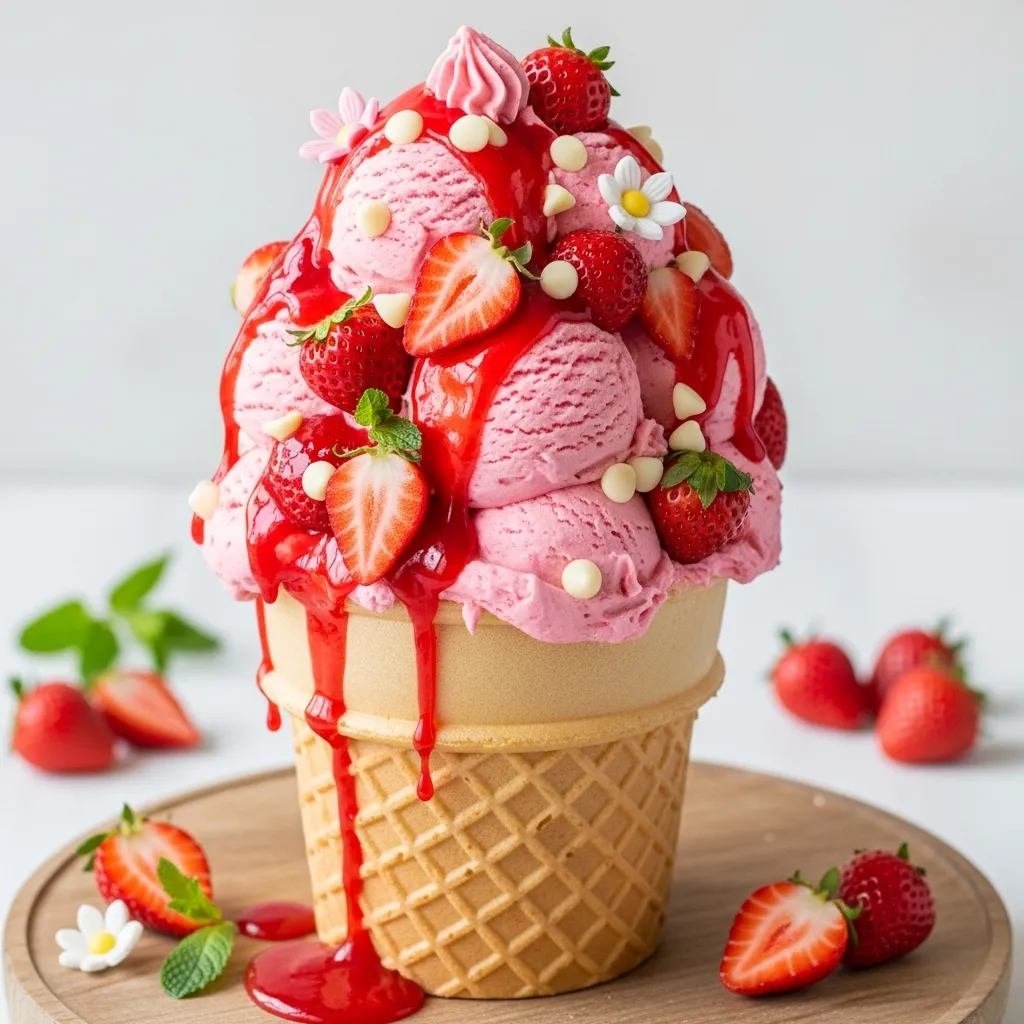 Strawberry Ice Cream Cone Cake