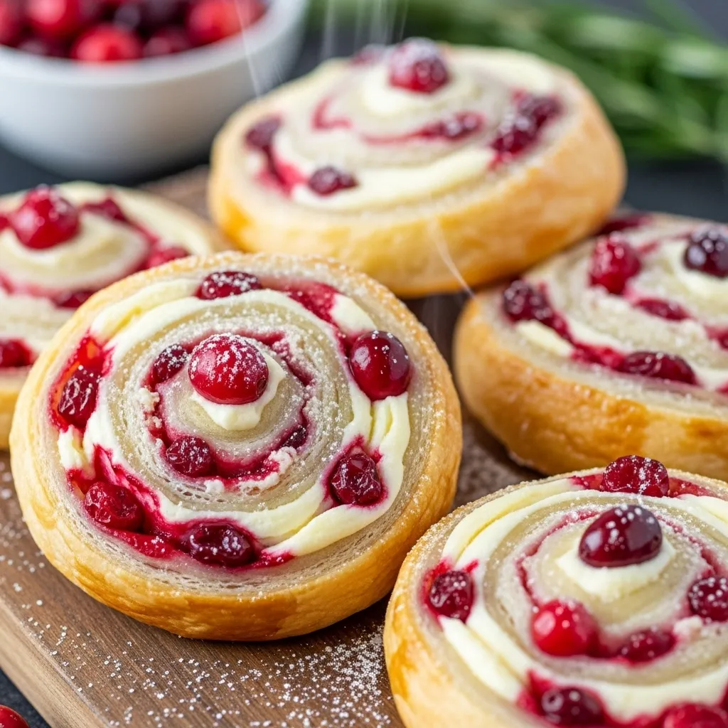 Cranberry Cream Cheese Puff Pastry Pinwheels