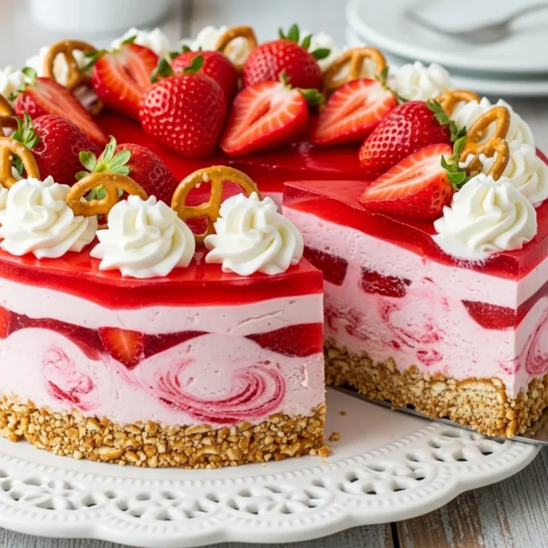 Strawberry Pretzel Ice Cream Cake