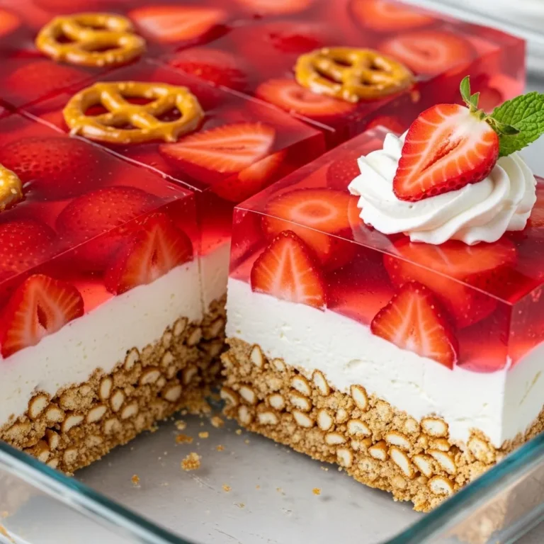 Strawberry Jello Pretzel Dessert Graham Crackers
