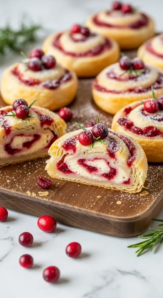 Cranberry Cream Cheese Puff Pastry Pinwheels