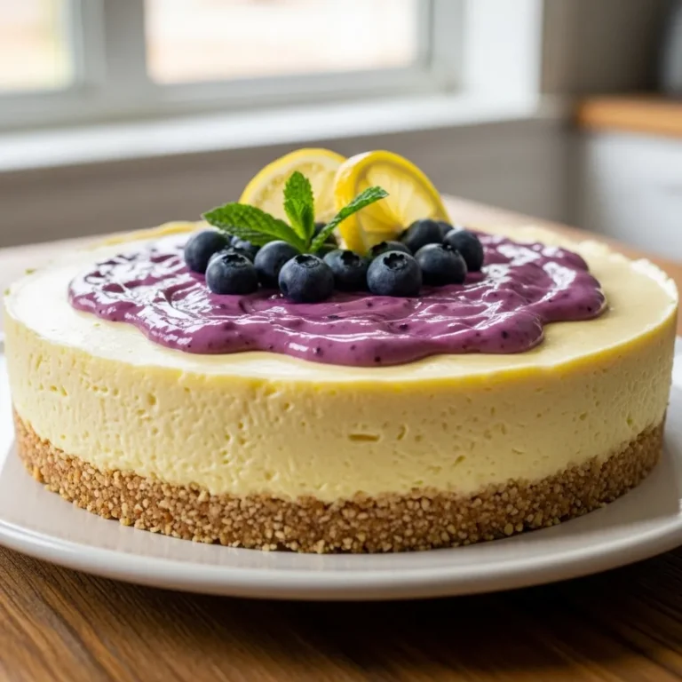 Keto No Bake Lemon Blueberry Cheesecake
